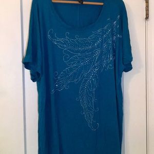 Turquoise shirt with jewels